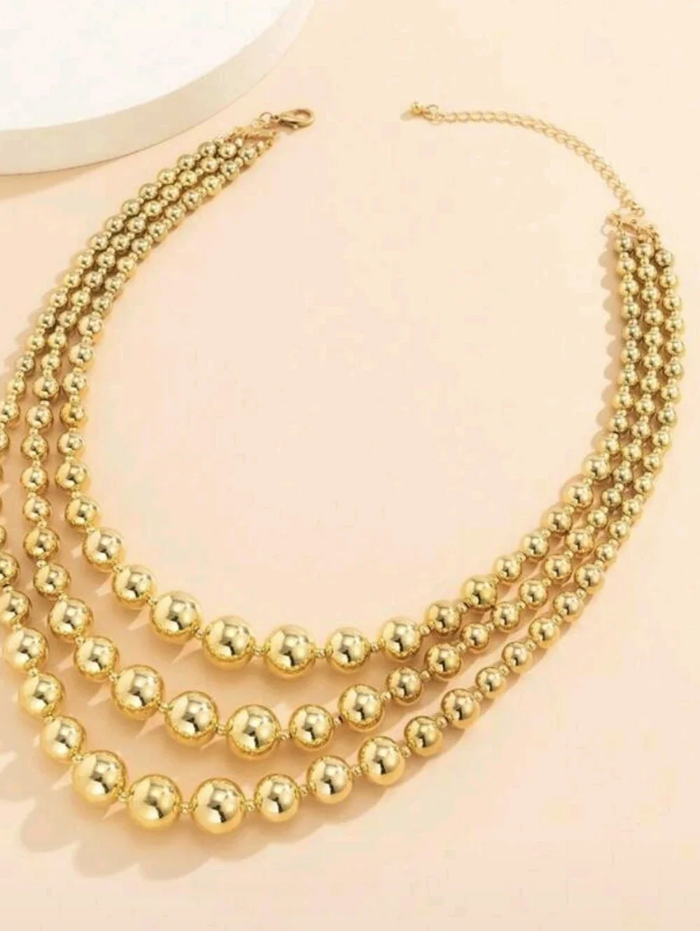 Gold Multistrand Beaded Necklace - Elegant Statement Jewelry